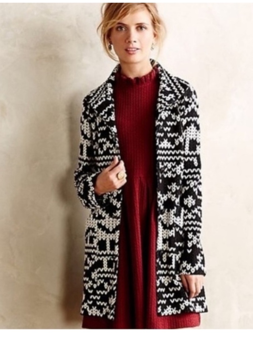 Tabitha Small Knit Black Jacket Womens Geometric Anthropologie